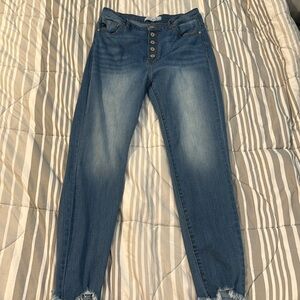 Kancan medium wash ankle crop denim no distressing